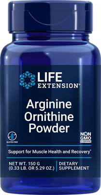 Life Extension L-Arginine 2250mg  L-Ornithine 750mg Powder- 5.29 OZ 150 grams