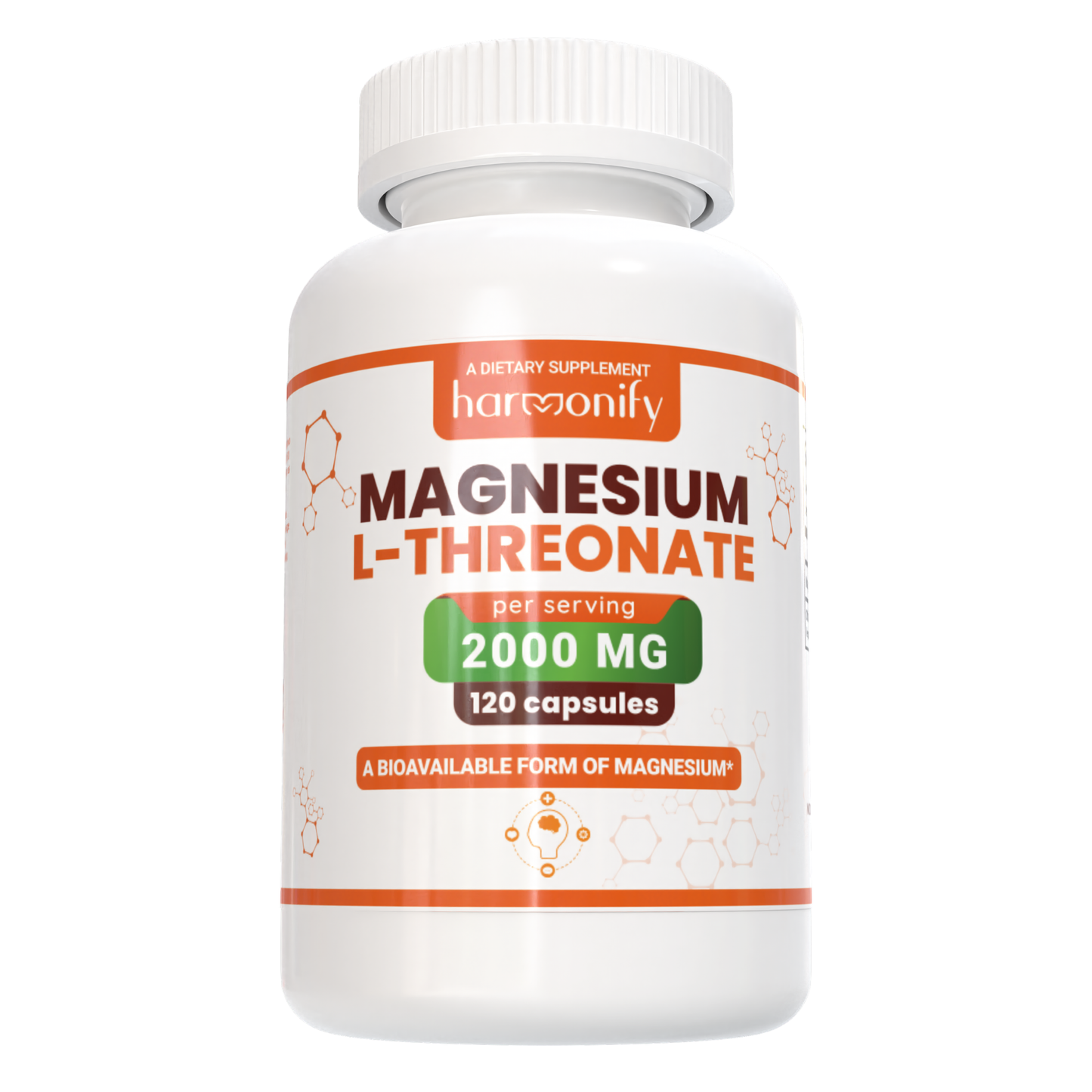 Neuro Magnesium L Threonate 120 Veggie Caps 2000 mg, Gluten Free, Non-GMO