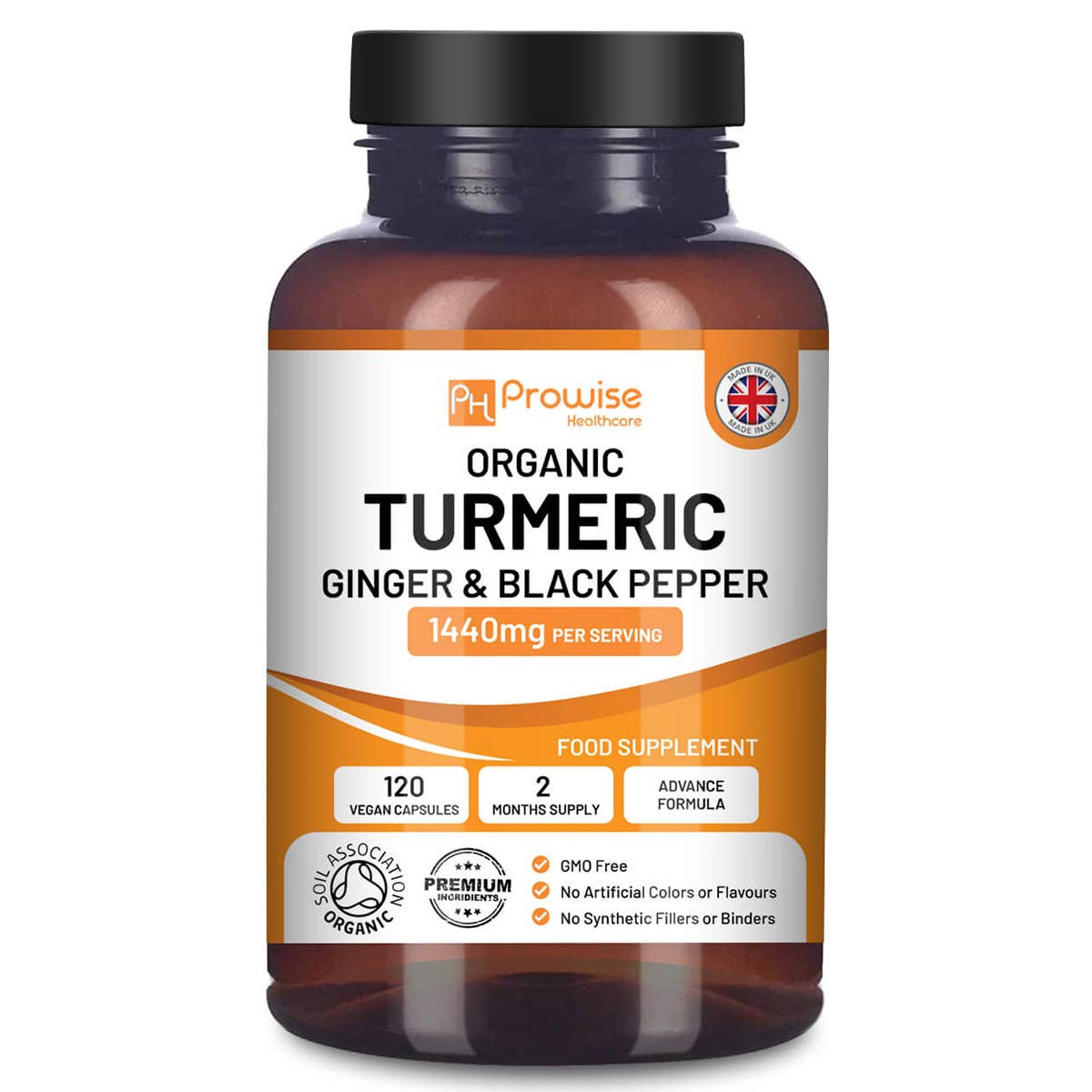 Organic Turmeric 1440mg with Black Pepper & Ginger |120 Vega