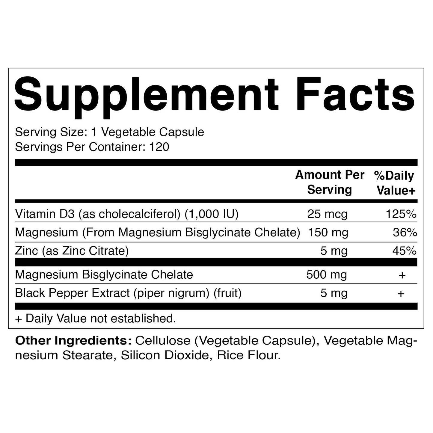 Vitamatic Magnesium Bisglycinate 500mg 120 Veg Capsules