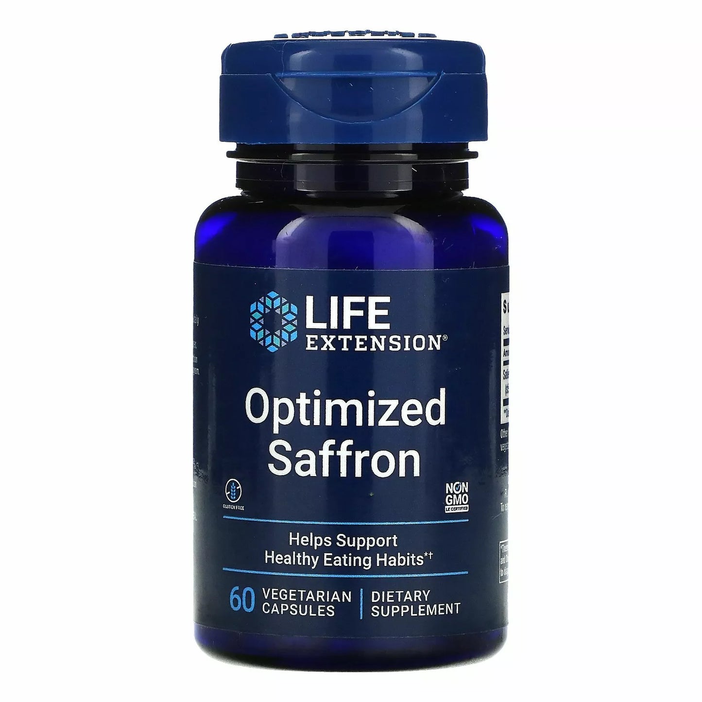 LIFE EXTENSION Optimized Saffron 88.5mg 60 Caps std. to 0.3% safranal Satierea