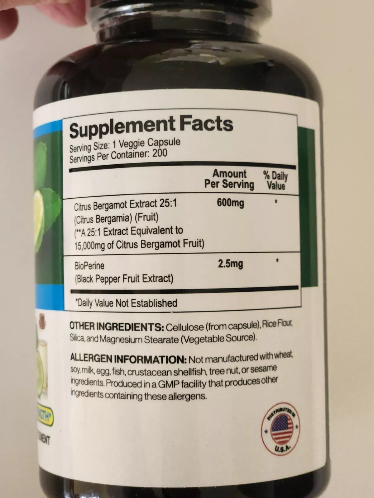 Citrus Bergamot 15,000mg 200 Caps Vegan/Non GMO Maximum Strength