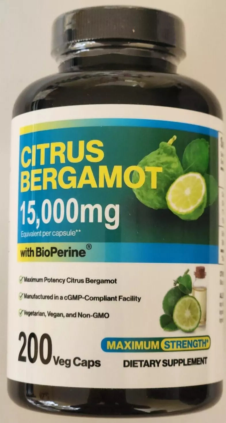 Citrus Bergamot 15,000mg 200 Caps Vegan/Non GMO Maximum Strength