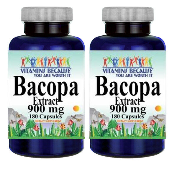 Bacopa Extract 900 mg 2X180 Capsules Bacopa Monnieria by Vitamins Because