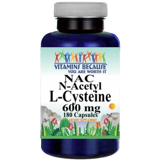 N-Acetyl Cysteine (NAC) 600mg Free Form 180caps by Vitamins Because