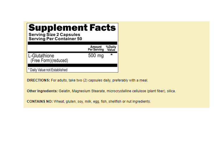 L-Glutathione Free Form 500mg Amino Acid 3X200 Caps by Vitamins Because 600 Caps