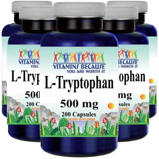 L-Tryptophan 500mg 5X200 Capsules by Vitamins Because Your Worth it