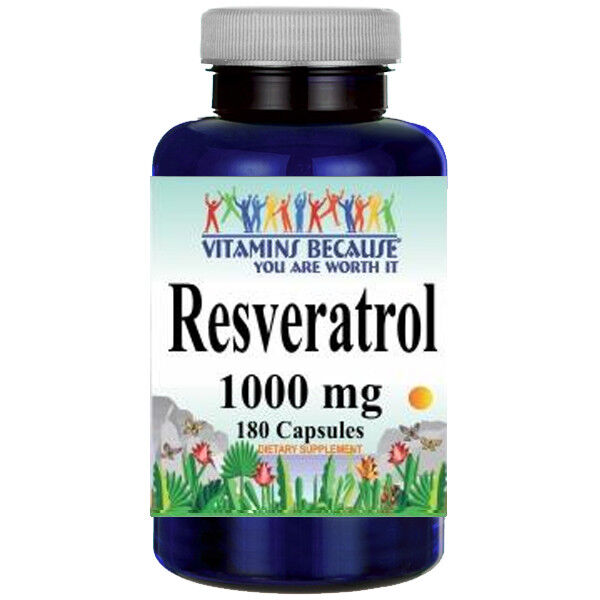 Resveratrol 1000mg 180 caps (Polygonum Cuspidatum) Vitamin Because Natural