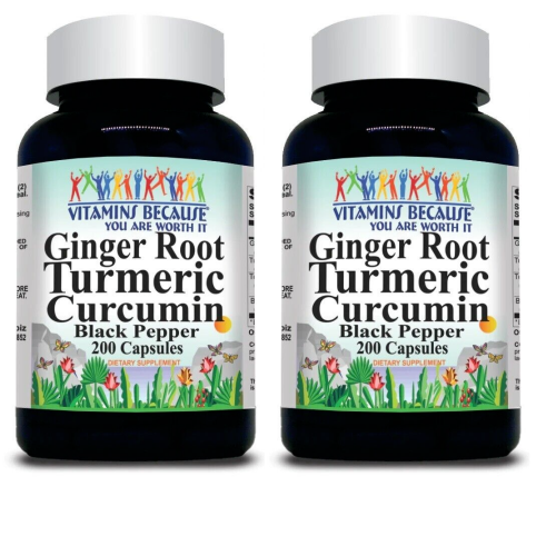 Turmeric Curcumin Ginger 1000mg Black Pepper Extract  Complex 2X200 Capsules