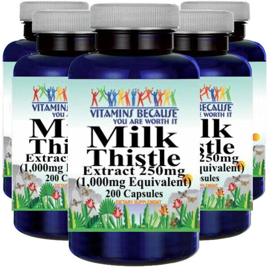 Milk Thistle (Silymarin) Extract 1000mg 5X200 Capsules by Vitamins Because