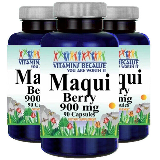 Maqui Berry 900mg 3X90 Caps Super Antioxidant (Aristotelia Chilensis) Vita Becau