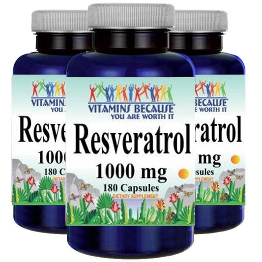 Resveratrol 1000mg 3X180caps (Polygonum Cuspidatum) - by Vitamins Because