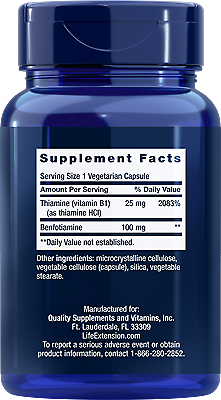 Benfotiamine with Thiamine 120 Vegetarian Caps Life Extension