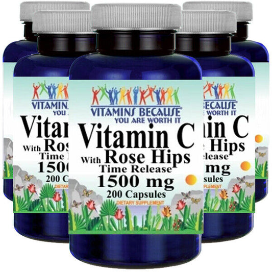 Vitamin C-1500mg with Rose Hips Time Release 5X200 Caps