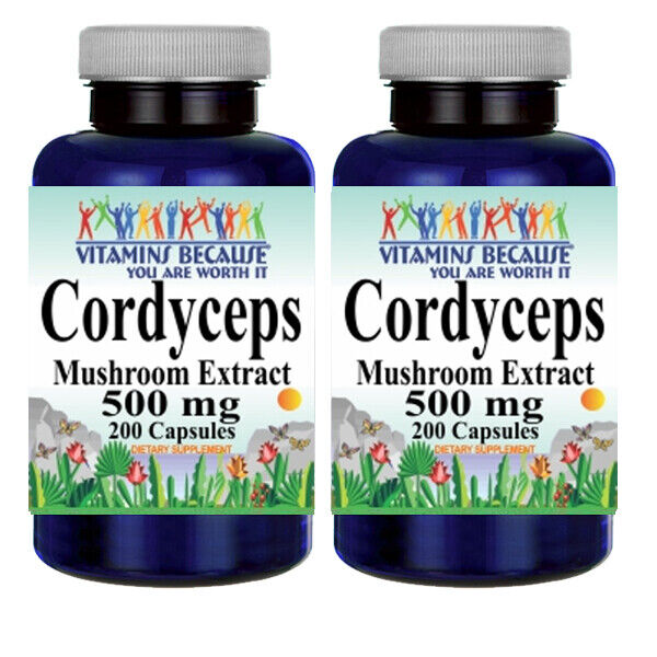 Cordyceps Extract 500mg  - 2X200 capsules  by Vitamins Because