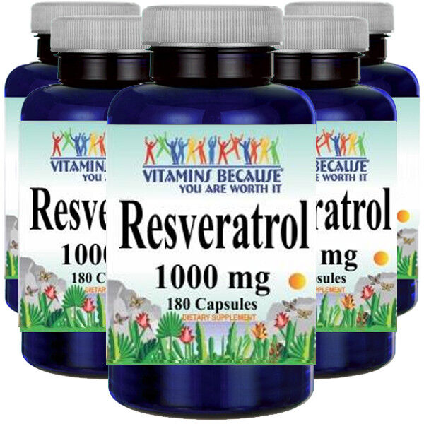 Resveratrol 1000mg 5X180caps (Polygonum Cuspidatum) - by Vitamins Because