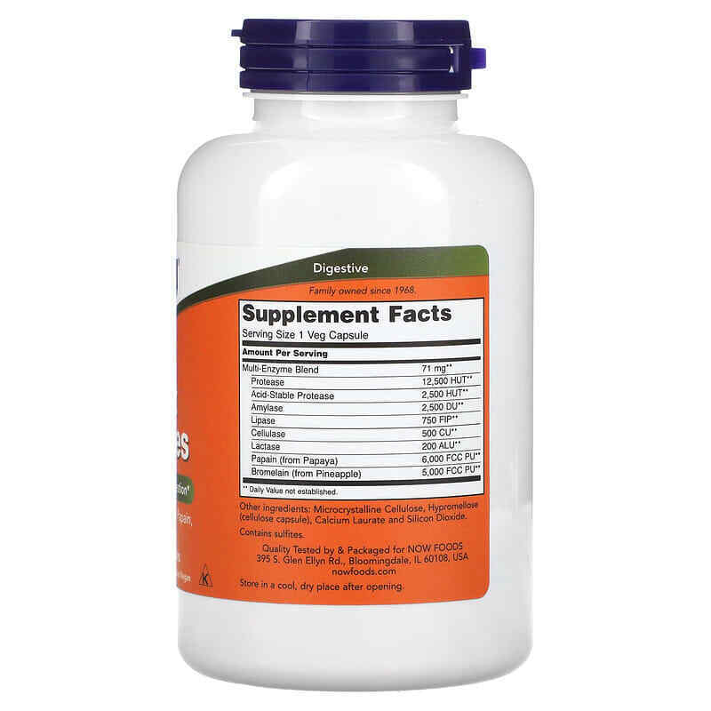 Plant Enzymes 120 Vcaps Now Foods Bromelain 5,000 FCC PU/Pappain/Protease