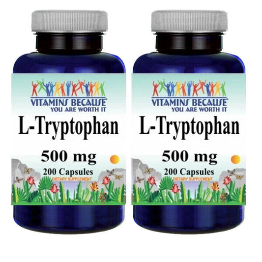 L-Tryptophan 500mg 2X200 Capsules by Vitamins Because Your Worth it