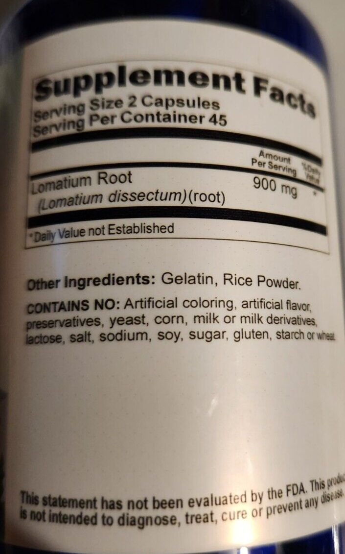 Lomatium Root 900mg 90 Caps Lomatium Dissectum