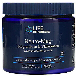 Neuro-Mag Magnesium L-Threonate Powder 3.29oz/93g Life Extension Tropical Punch