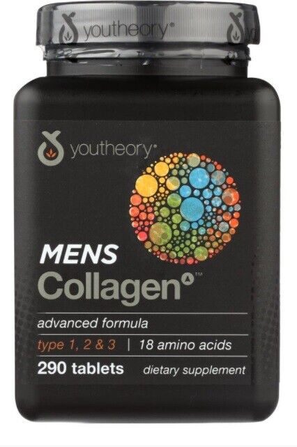 Youtheory Men's Collagen Advanced 290 Tabs Bovine/Chicken/Biotin Vitamin C