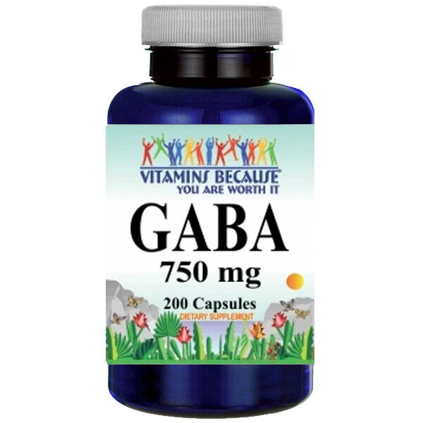 GABA 750mg 200 Caps Gamma Aminobutyric Acid USDA Facility
