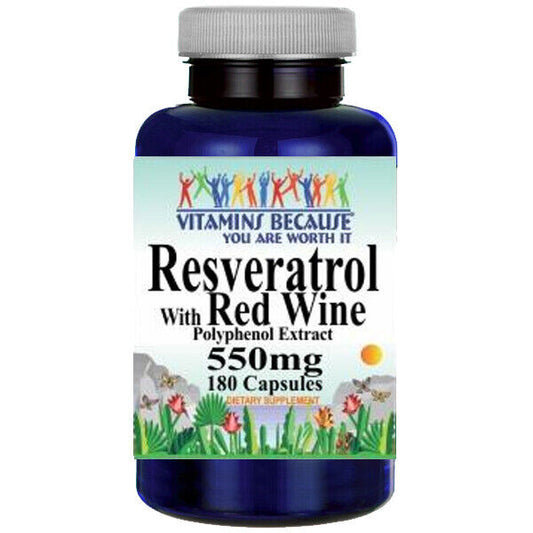 Resveratrol with Red Wine 550mg Polyphenol Extract 180Caps VB