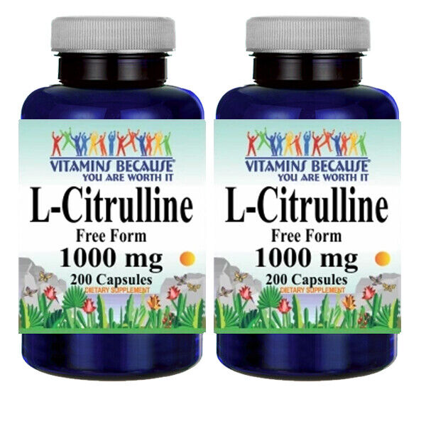 L-Citrulline 1000mg 2X200 caps Free Form Amino Acid by Vitamins Because