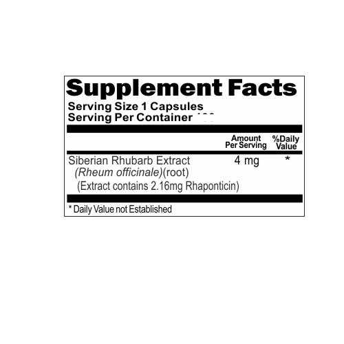 Siberian Rhubarb Extract 4mg (Rheum rhaponticum) 5X200 Caps Vitamins Because