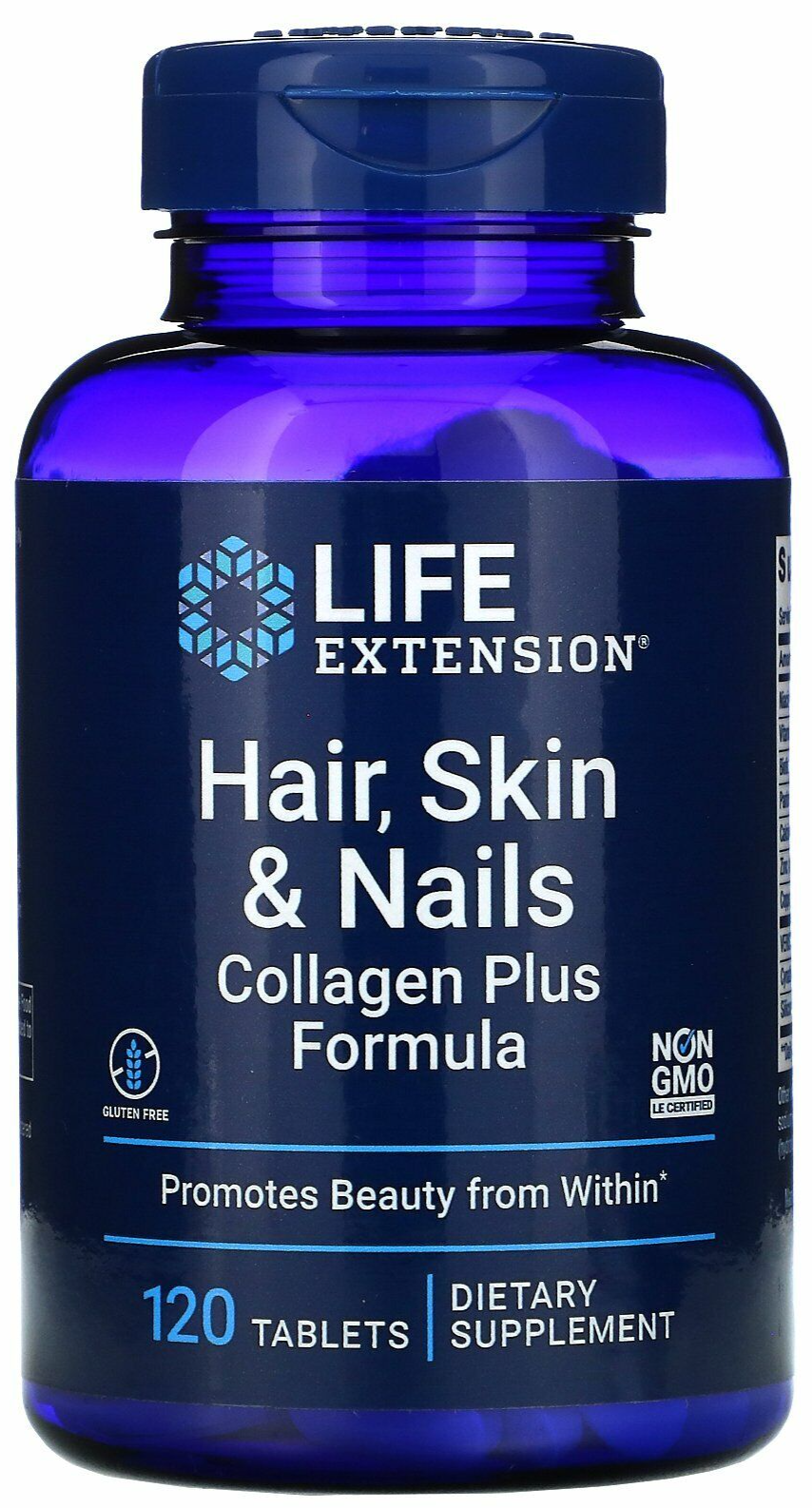 Hair, Skin & Nails Collagen Plus Formula 120 Tabs Life Extension Revisol/Keratin