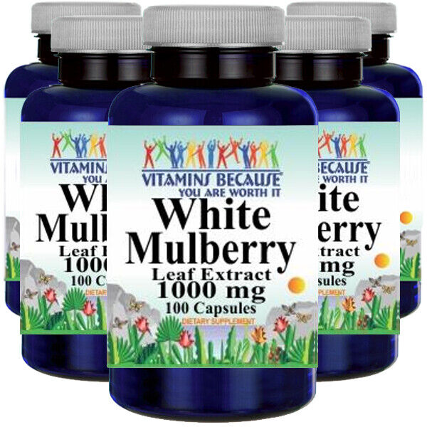 White Mulberry Leaf Extract 1000mg 5X200 Caps Naturally Contains Quercetin