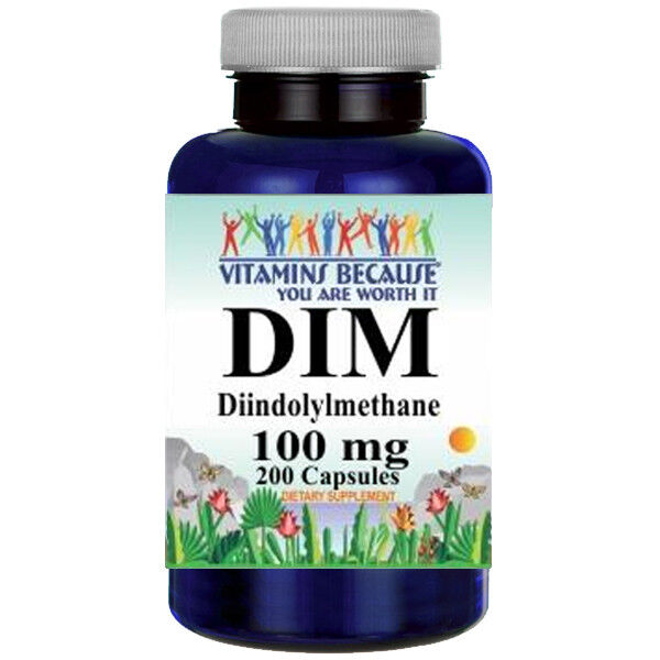 DIM (Diindolylmethane) 100mg 200 Capsules By Vitamins Because - Antioxidant