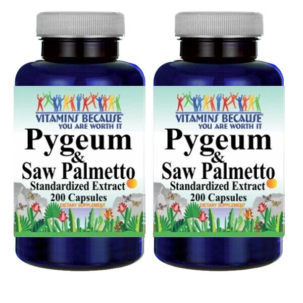 Pygeum Bark Saw Palmetto Berry 2X200 Herbal Prostate Support Aid Phytosterols