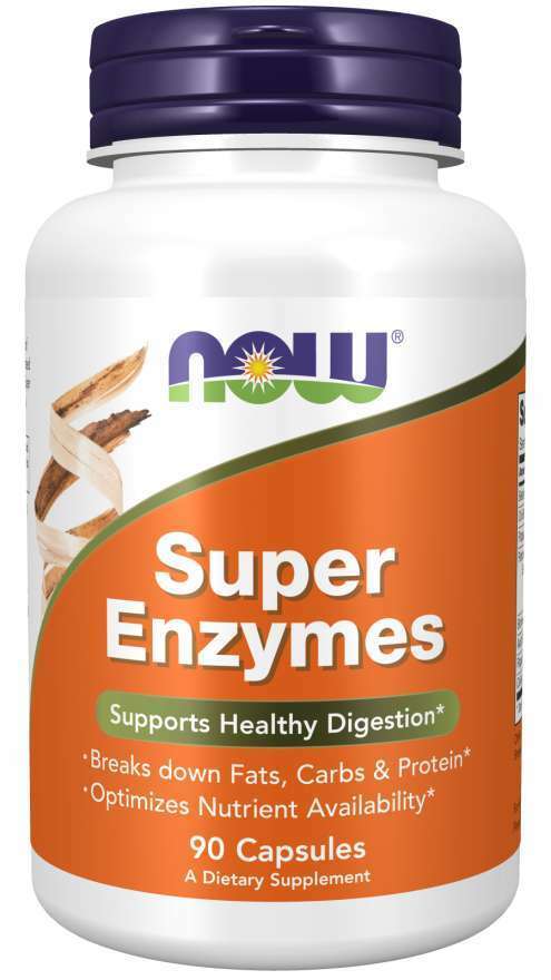 NOW Foods Super Enzymes 90Caps Betaine\Bromelain\Ox Bile\Pancreatin\Papaya