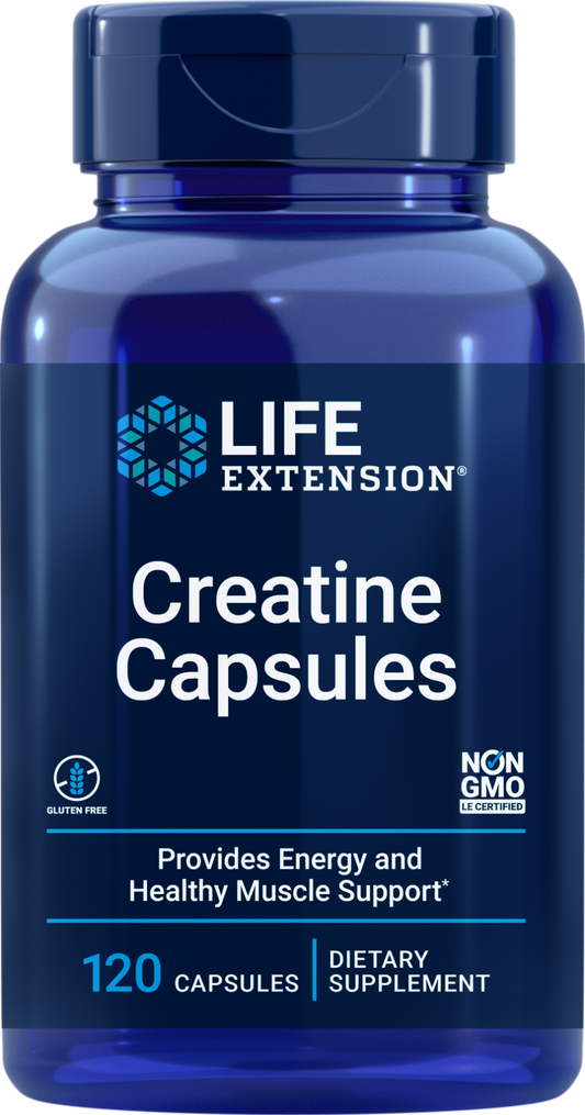 Life Extension Creatine Capsules 120 caps Creatine 1000mg/Vitamin C 11mg