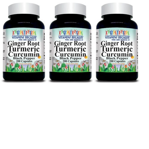 Turmeric Curcumin Ginger 1000mg Black Pepper Extract  Complex 3X200 Capsules