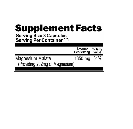 Magnesium Malate High Potency 1350mg 180 Caps Vitamins Because