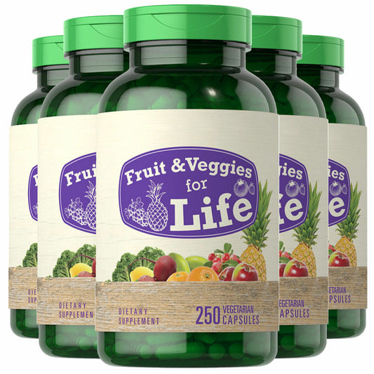 Nature Fruits and Veggies For Life 5X250 Caps per Bottle 30+ Fruits  Vegetables