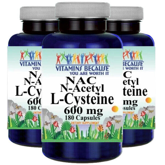 N-Acetyl Cysteine (NAC) 600mg 3X180caps by Vitamins Because