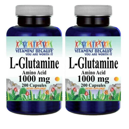 L-Glutamine Free Form Amino Acid 1000mg 2X200 Caps by Vitamins Because