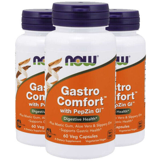 NOW Foods GASTRO COMFORT Mastic Gum/Aloe/L-Carnosine/Slippery Elm/Zinc 3X60 Caps