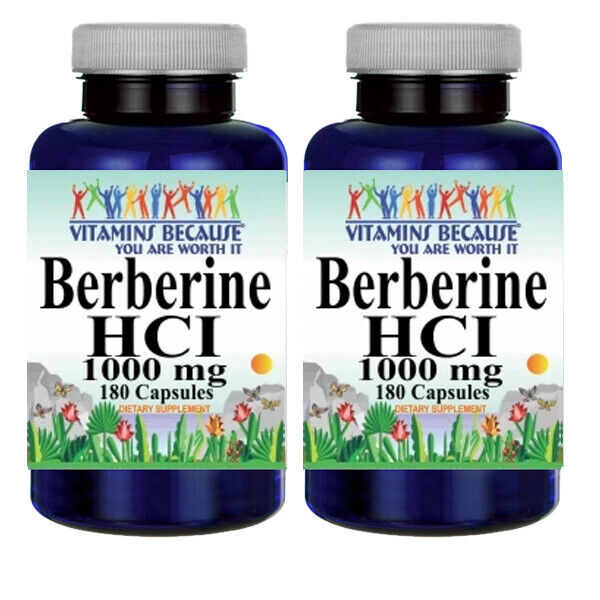 Berberine HCI 1000mg 2X180caps (Berberis Aristata) by Vitamins Because