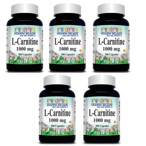 L-Carnitine 1000mg (Free Form) 5X200 capsules by Vitamins Because