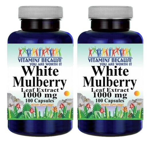 White Mulberry Leaf Extract 1000mg 2X200 Caps Naturally Contains Quercetin