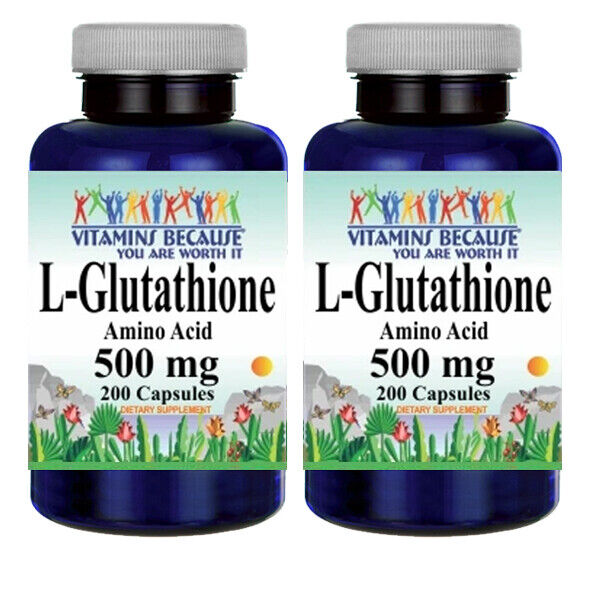 L-Glutathione Free Form 500mg Amino Acid 2X200 Caps by Vitamins Because