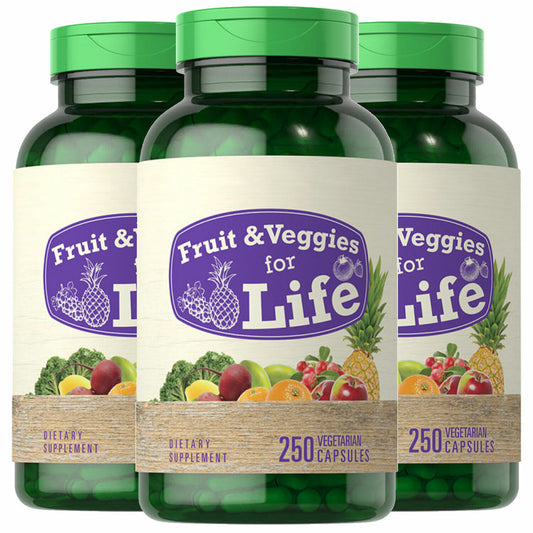 Nature Fruits and Veggies For Life 3X250 Caps per Bottle 30+ Fruits  Vegetables