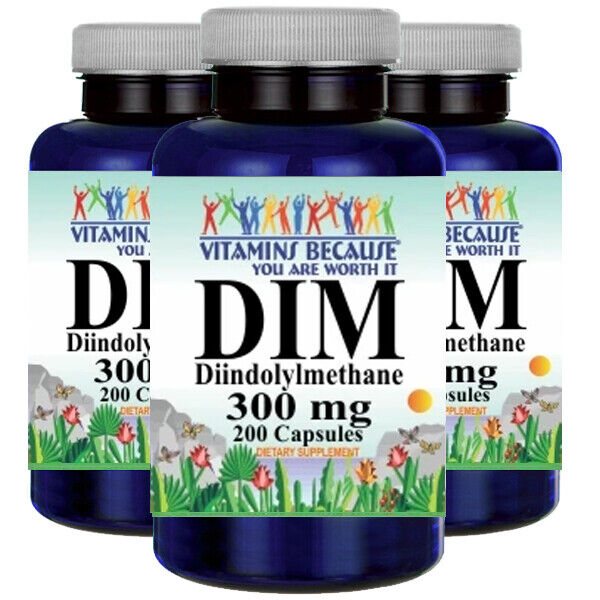 DIM (Diindolylmethane) 300mg 3X200 Caps USA Made FDA Facility