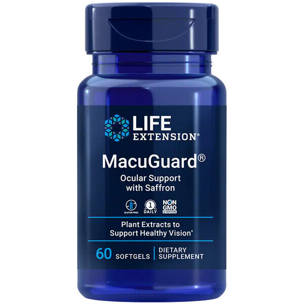 MacuGuard Ocular Support with Saffron 60gels Phospholipids Life Extension