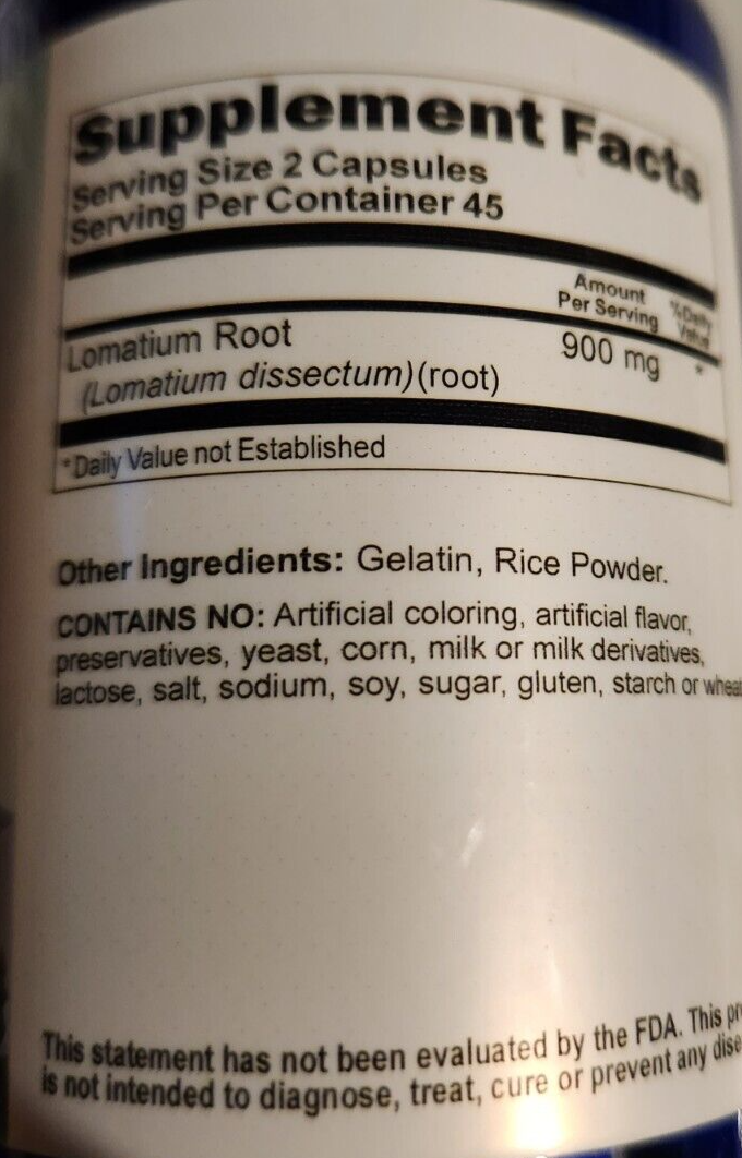 Lomatium Root 900mg 180 Caps Lomatium Dissectum