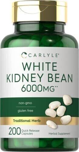 White Kidney Bean 6000mg Carb Blocker 200 Caps Non-GMO/Gluten Free/No Preserv